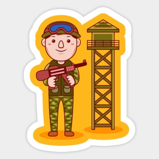 Cute Army Cartoon Sticker